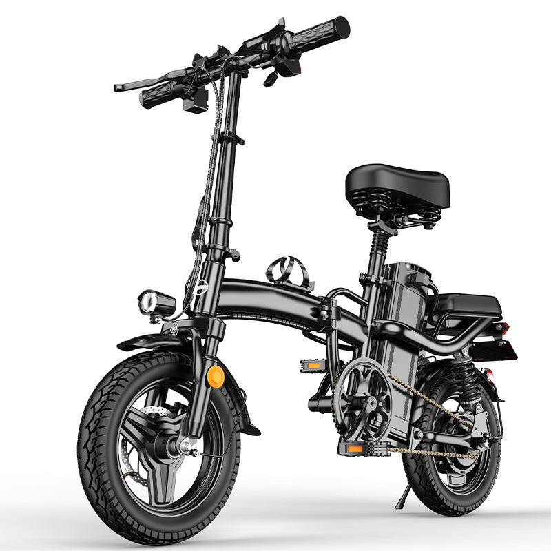 Hot Sale 14inch Mini Folding Suspension Ebike 48v 400w Electric Bicycle Foldable 14"*2.125" 48v 10Ah Battery City Ebike 