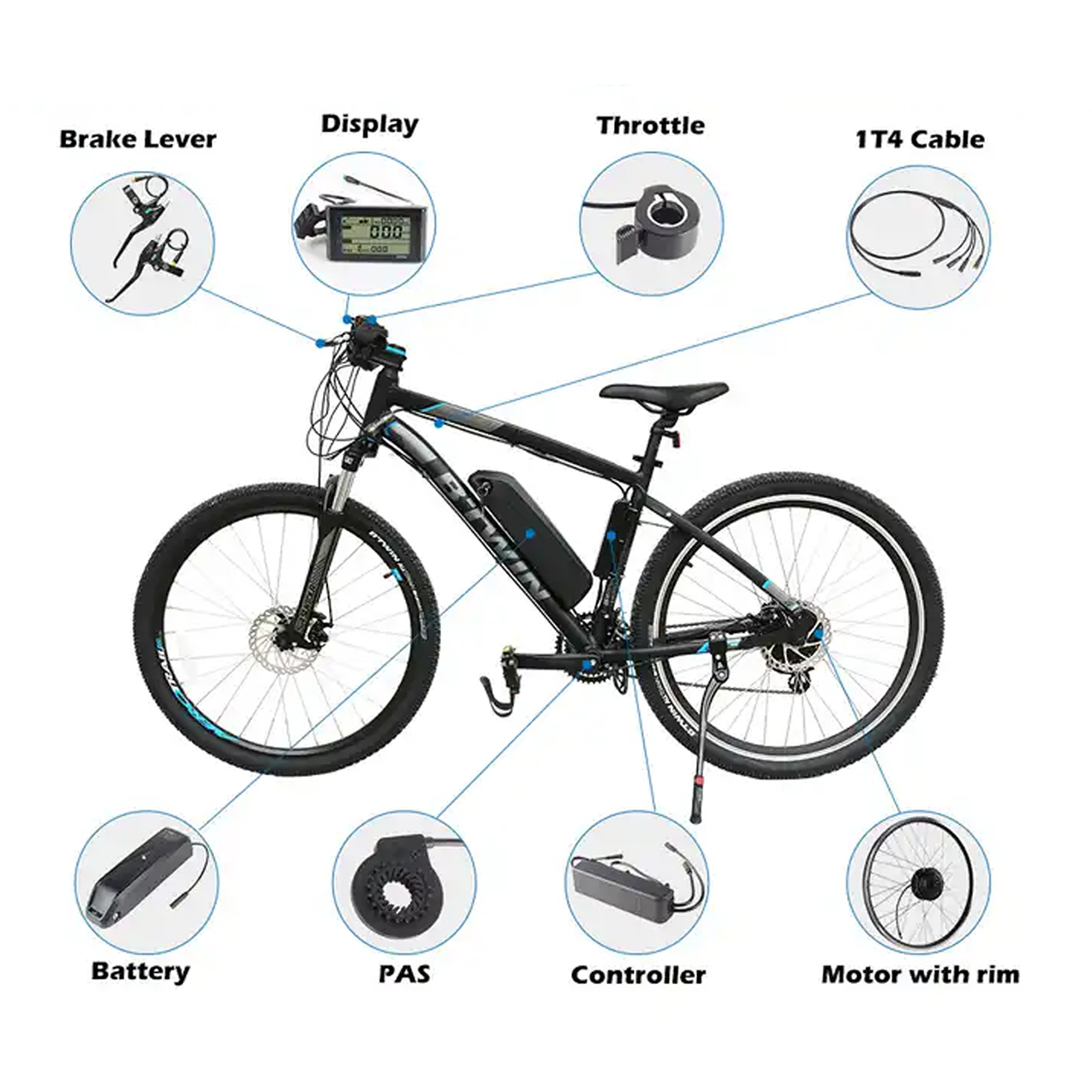 20" 24" 26" 700c 28" 29" 1000w Brushless Direct Hub Motor Electric Bicycle Ebike Conversion Kit with Lithium Battery (optional)