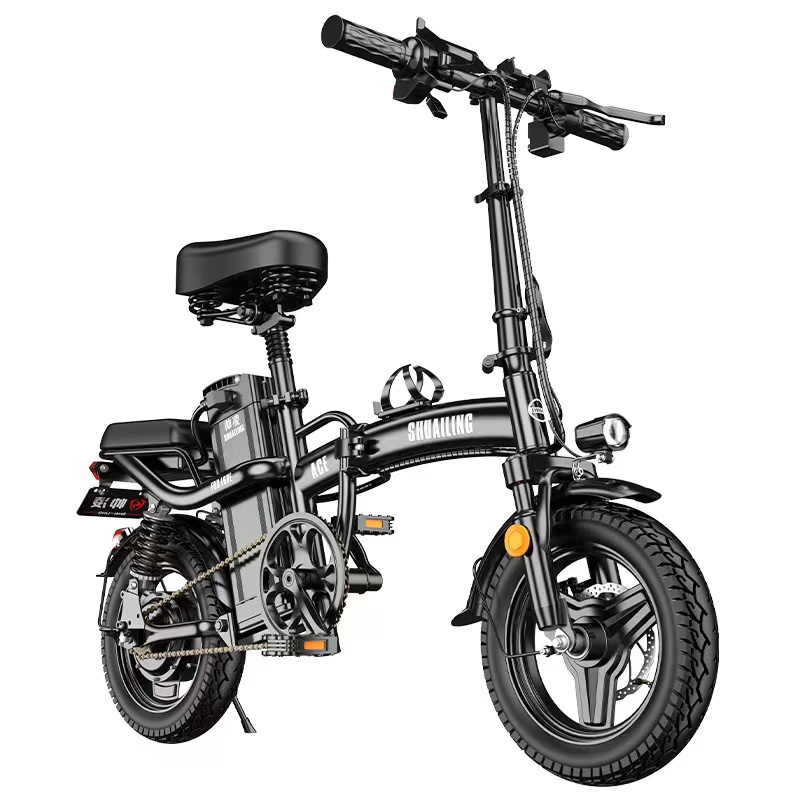Hot Sale 14inch Mini Folding Suspension Ebike 48v 400w Electric Bicycle Foldable 14"*2.125" 48v 10Ah Battery City Ebike 