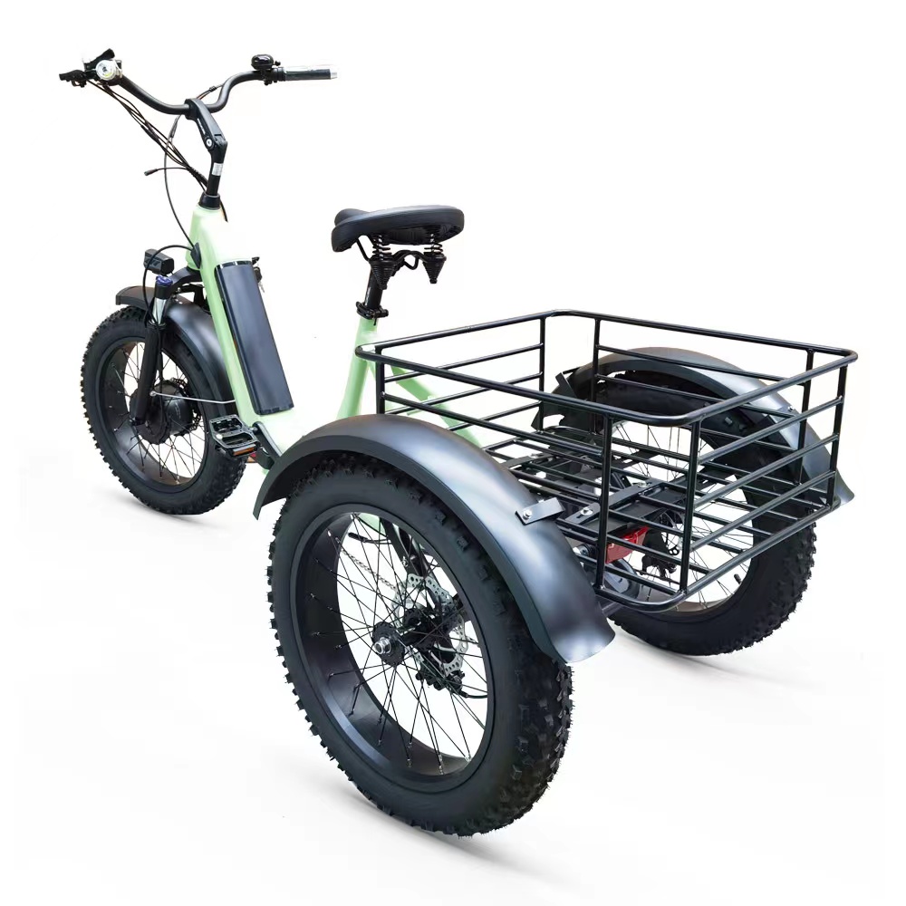 Ebike 3 Wheel Electric Cargo Bike Foldable 48V 500W Electric Fat Tire Folding Tricycle 20"X4.0 Electric Bike