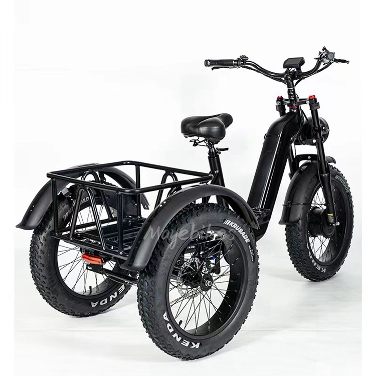 20"x4.0 ebike 3 wheels fat tire 48v 500w electric bike trike tricycle 25km/h speed with inside frame body battery