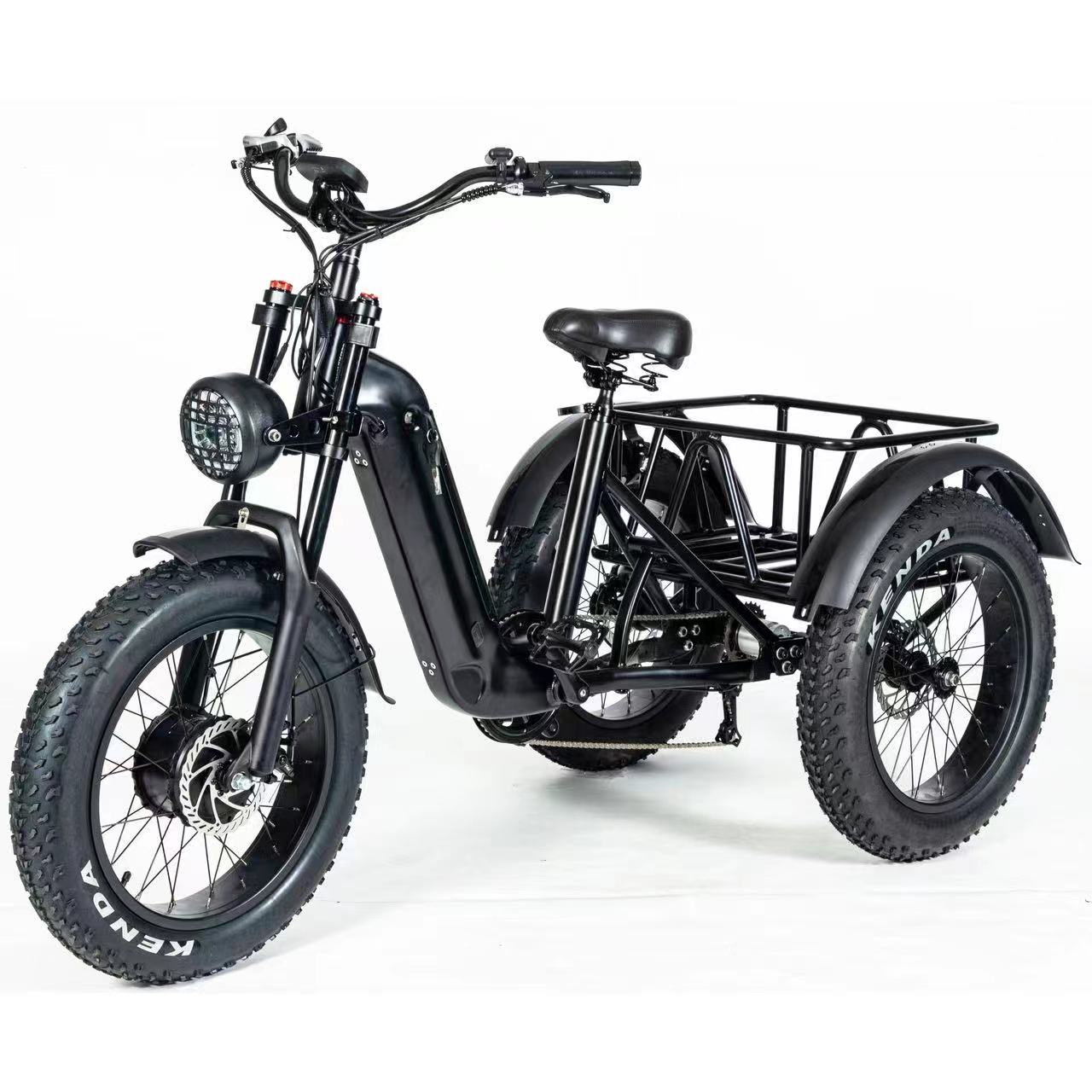 20"x4.0 ebike 3 wheels fat tire 48v 500w electric bike trike tricycle 25km/h speed with inside frame body battery